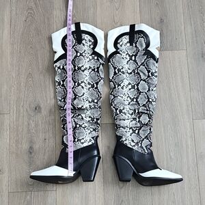 Black and White Snakeskin Women's Boots